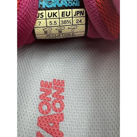 Hoka One CLIFTON 6 Women's USED Running Sneaker Pink US Size 7 Medium - Picture 10 of 11